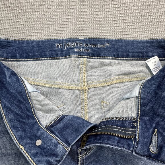 M Jeans By Maurices Womens Size M Reg Blue Denim Jeans Red Plaid Cuff Med Wash - Picture 5 of 15
